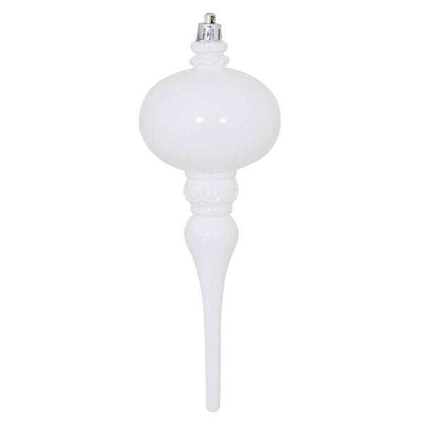 8" x 2.75" White Shiny Finial Style Christmas Ornament (3 Pack)