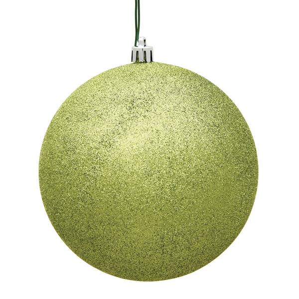 6" Lime Glitter Ball Christmas Ornament (4 pack)