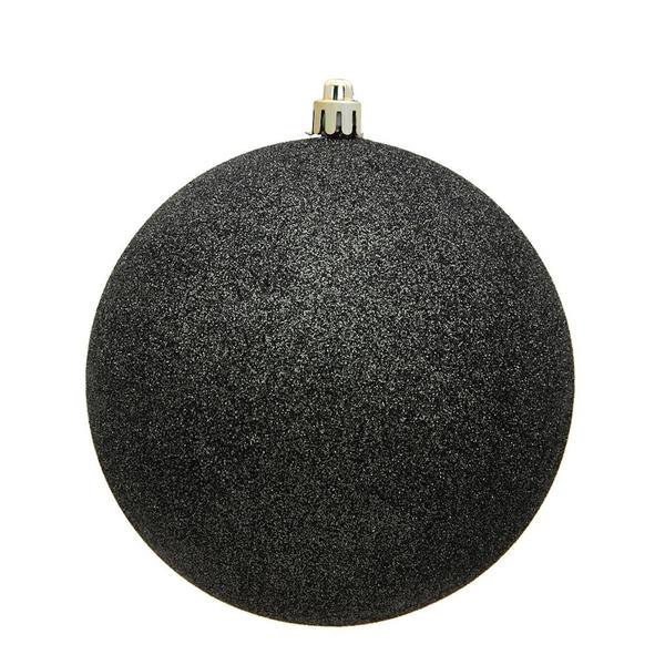 6" Gunmetal Glitter Ball Christmas Ornament (4 pack)