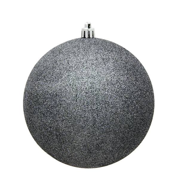 6" Pewter Glitter Ball Christmas Ornament (4 pack)
