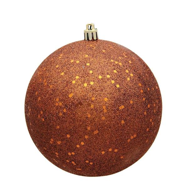 6" Copper Sequin Ball Christmas Ornament (4 pack)