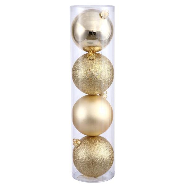 8"  Honey Gold 4 Assorted Finish Ball Ornament (Set of 4)