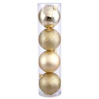 View 8"  Honey Gold 4 Assorted Finish Ball Ornament (Set of 4)