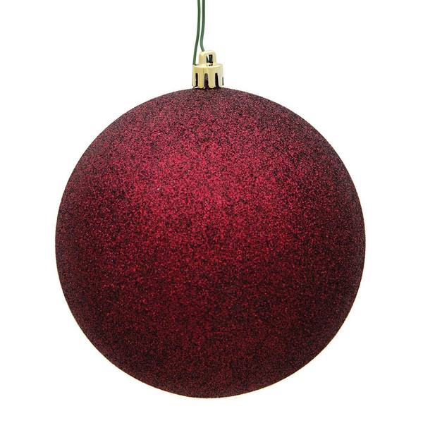 8" Burgundy Glitter Ball Ornament