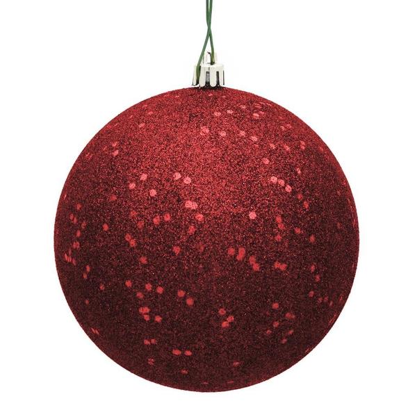 8" Burgundy Sequin Ball Ornament
