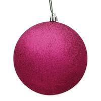 View 8" Fuchsia Glitter Ball Ornament