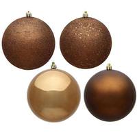 View 8" Mocha 4 Assorted Finish Ball Ornament (Set of 4)