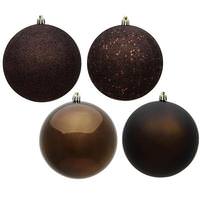 Vickerman 10" Chocolate 4 Assorted Finish Ball Ornament (Set of 4)