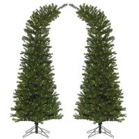 Vickerman 7.5' x 38'' Artificial Green Whimsical Tree Arch 1000 Clear Incandescent Lights (2 piece)
