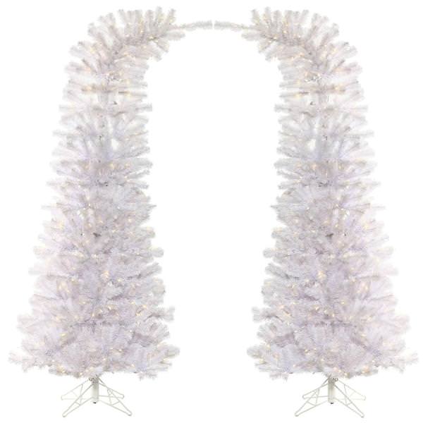 7.5' x 38'' Artificial White Whimsical Tree 1000 Warm White LED Lights (2 piece)