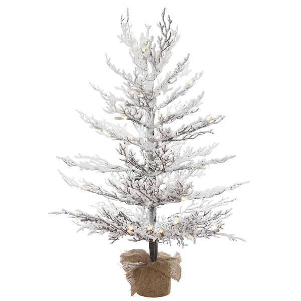 4' x 30" Artificial Flocked Winter Twig Pine Tree 70 LED Lights