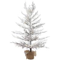 Vickerman 4' x 30" Artificial Flocked Winter Twig Pine Tree 70 LED Lights
