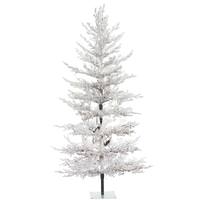 Vickerman 7' x 40" Artificial Flocked Winter Twig Pine Tree 200 Warm White LED Lights