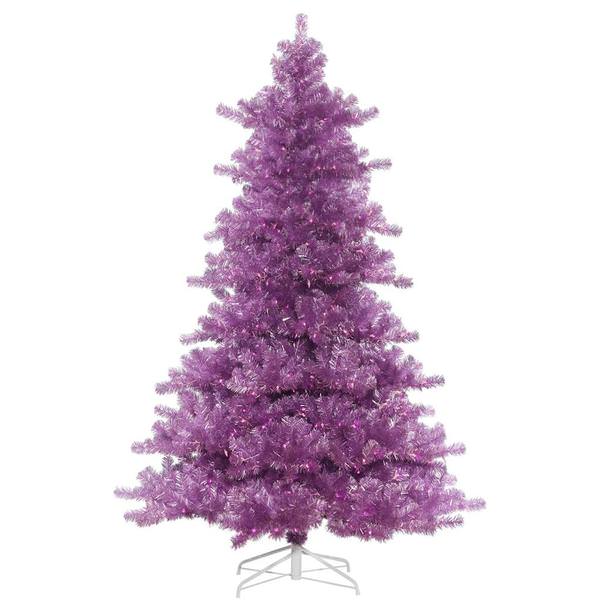 7.5' x 58" Violet Pine Tree 750 Mauve LED Lights