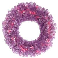 View 30" Artificial Violet Pine Wreath 70 Mauve LED Lights