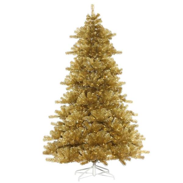 7.5' x 58" Antique Gold Pine Tree 750 LED Lights