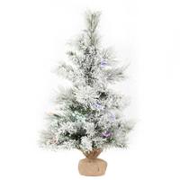 Vickerman 24" x 15" Artificial Flocked Kersey Pine Christmas Tree with 35 Dura-Lit® LED Multi-Color Lights