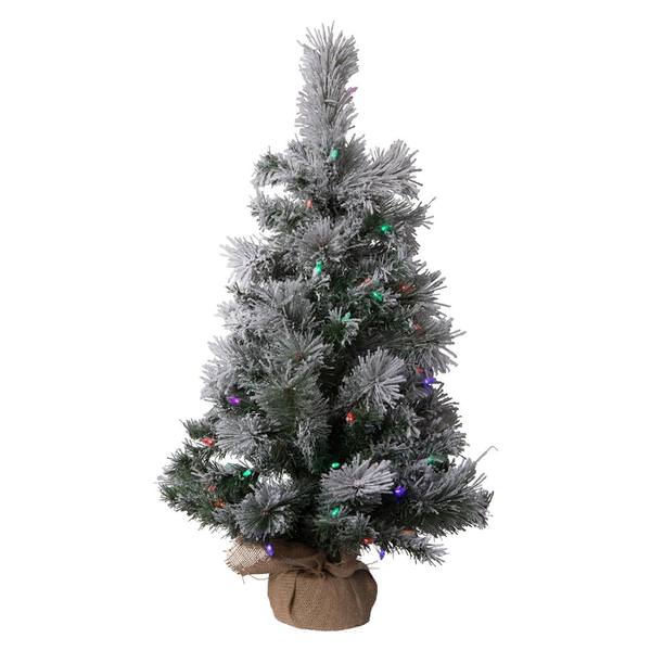 36" x 20" Artificial Flocked Kersey Pine Christmas Tree with 70 LED Lights