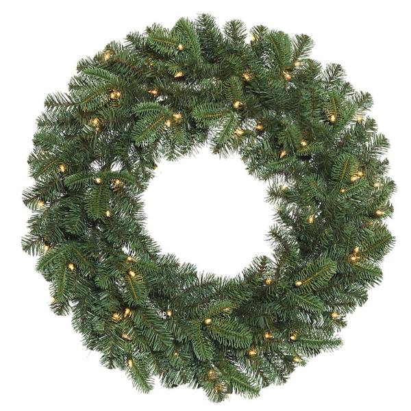 24" Artificial Grand Noble Fir Wreath 50 Clear Miniature Lights