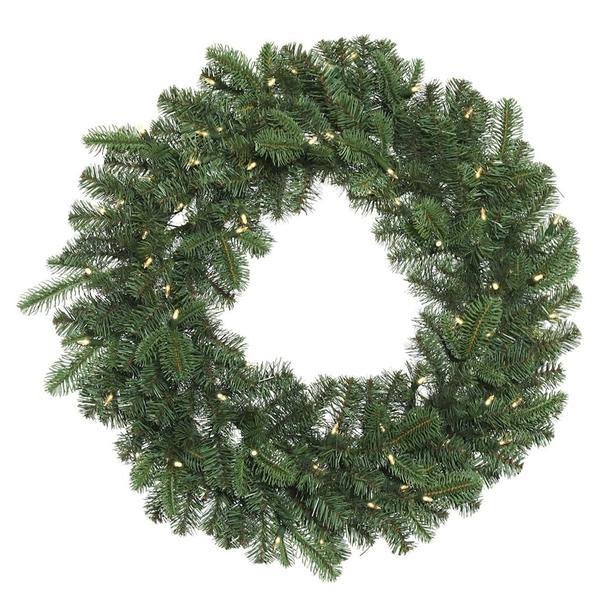 30" Artificial Grand Noble Fir Wreath 70 Clear Miniature Lights