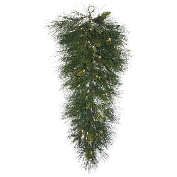 32" Artificial Spencer Mixed Pine 50 Warm White LED Lights Teardrop