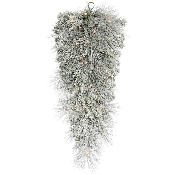 32" Artificial Frosted Mixed Pine 50 Clear Miniature Lights Teardrop