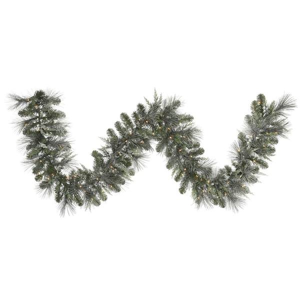 9' Artificial Frosted Mix Pine Garland 100 Miniature Lights