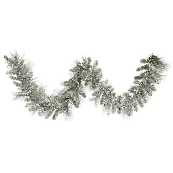 9' Artificial Frosted Mix Pine Garland with 100 LED Lights
