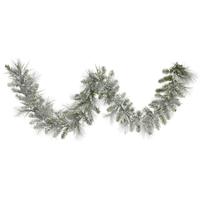 Vickerman 9' Artificial Frosted Mix Pine Garland with 100 LED Lights