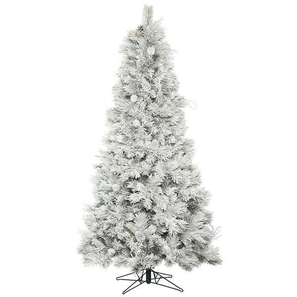 9' x 57" Artificial Flocked Iceland Pine Tree 650 Warm White LED Lights