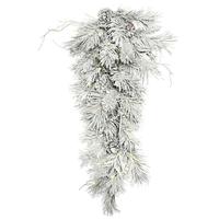 Vickerman 32" Artificial Flocked Iceland Pine 50 Warm White LED Lights Teardrop