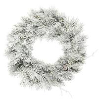 Vickerman 30" Artificial Flocked Iceland Pine Wreath 70 Warm White LED Lights