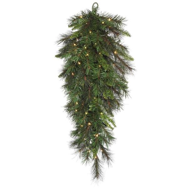 32" Artificial Nulato Mixed Pine 70 Warm White Lights Teardrop