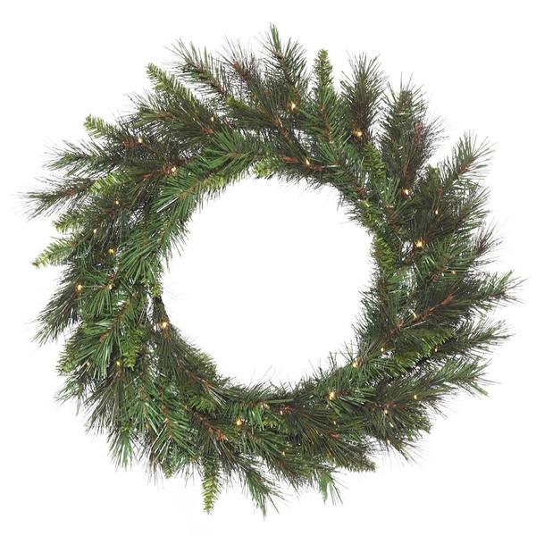 24" Artificial Nulato Mixed Pine Wreath 50 Warm White Battery Operated LED Lights