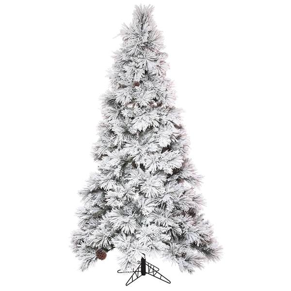 7.5' x 49" Artificial Flocked Atka Pine Slim Tree