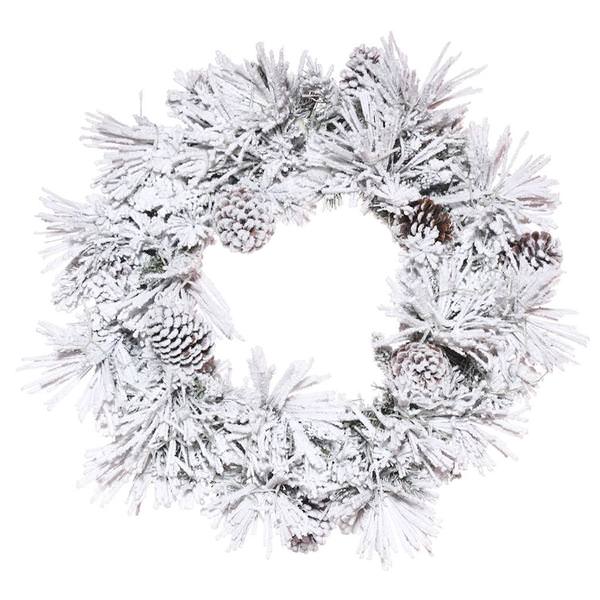 24" Artificial Flocked Atka Pine Wreath