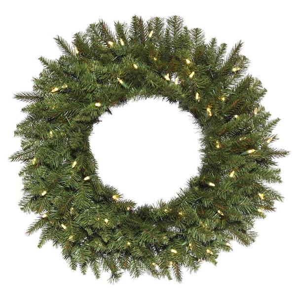 24" Artificial Carlsbad Fir Wreath 50 Warm White LED Lights
