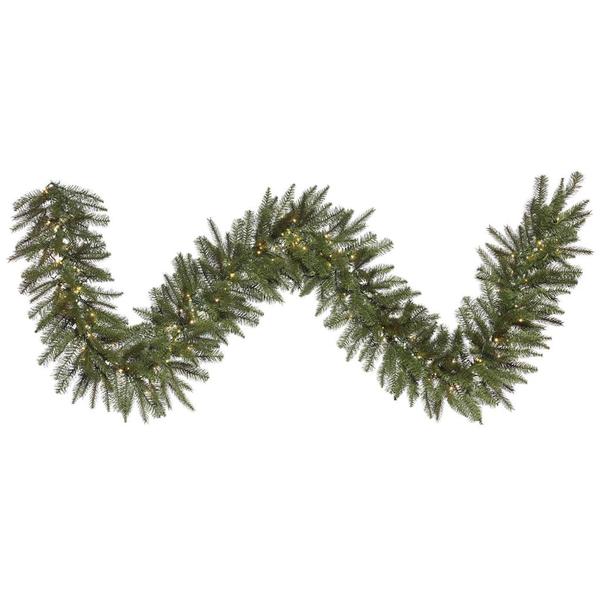 9' Artificial Carlsbad Fir Garland 200 Warm White LED Lights