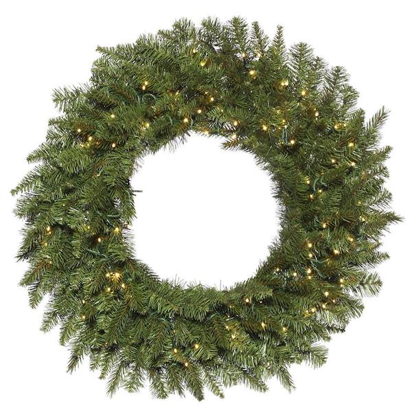 24" Artificial Carlsbad Fir Wreath 150 Warm White LED Lights