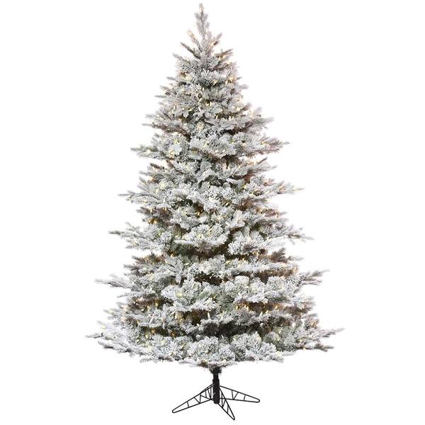 7.5' x 60" Artificial Flocked Kiana Pine 750 Warm White LED Lights