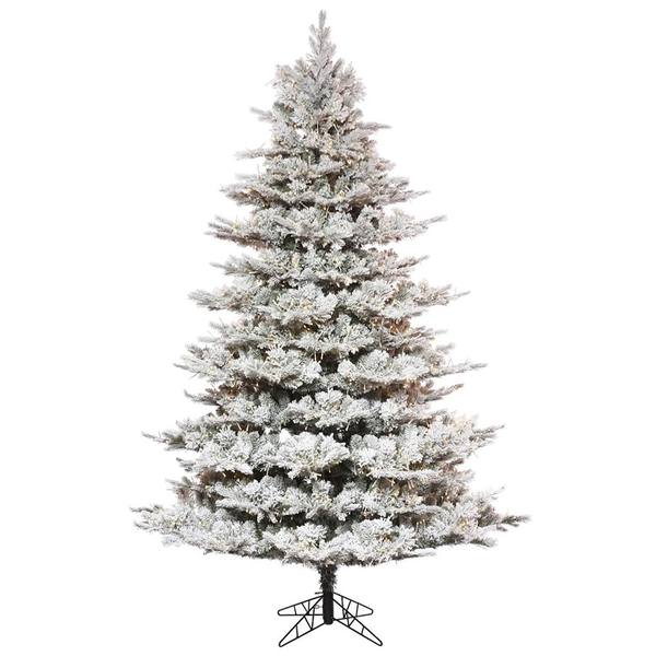 7.5' x 60" Artificial Flocked Kiana Pine 1850 Warm White LED Lights