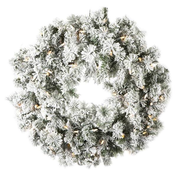 30" Artificial Flocked Kiana Wreath 70 Dura-Lit® LED Lights