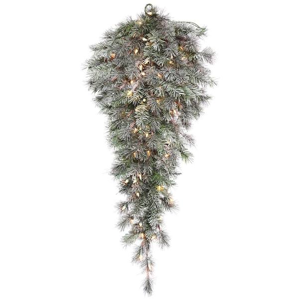36" x 16" Artificial Frosted Lacey 70 Clear Dura-Lit® Incandescent Lights Teardrop