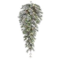 Vickerman 36" x 16" Artificial Frosted Lacey 70 Warm White LED Lights Teardrop