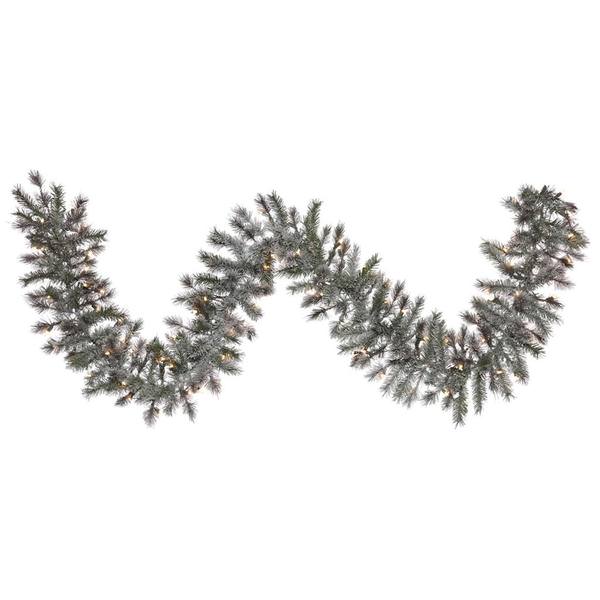9' Artificial Frosted Lacey Garland 100 Miniture Lights