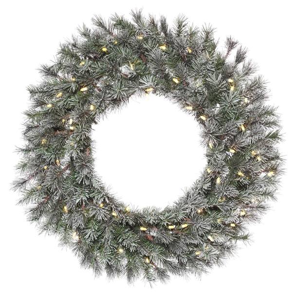 36" Artificial Frosted Lacey Wreath 100 Warm White LED Lights