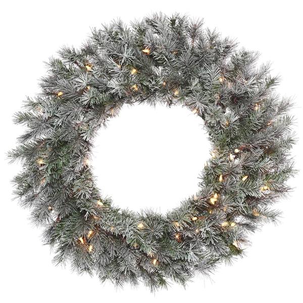 48" Artificial Frosted Lacey Wreath 150 Clear Miniature Lights