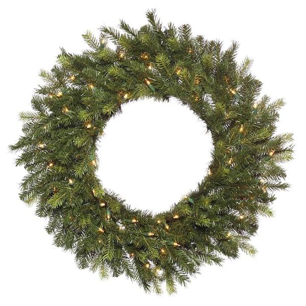 24" Artificial Oak Frasier Fir Wreath 50 Clear Miniature Lights