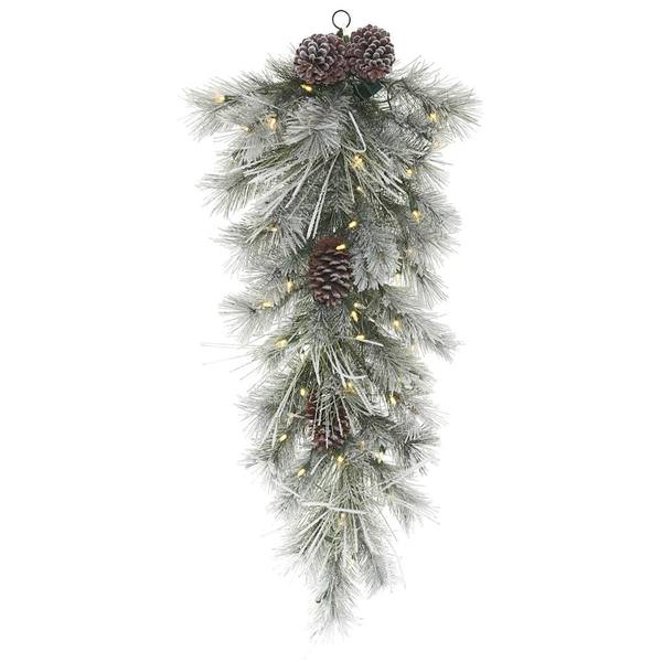 32" Artificial Frosted Creek 50 Warm White LED Lights Teardrop
