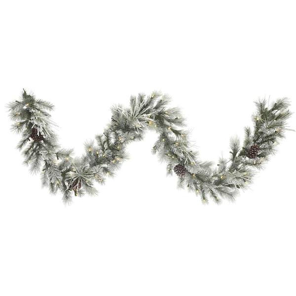 9' Artificial Frosted Creek Garland with 100 LED Lights